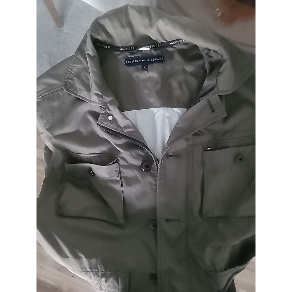 Tommy Hilfiger Men L Vintage Full Zip Jacket Green Military Nylon Limited Issue